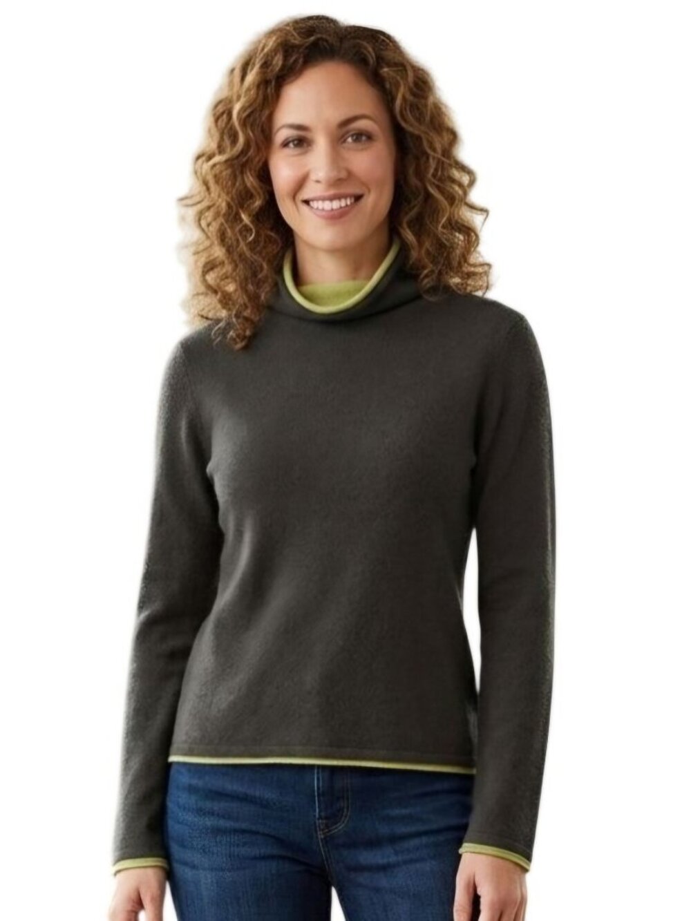 Kenar Vintage Olive Green Cashmere Turtleneck Sweater Size M